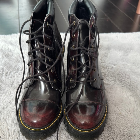 Dr. Martens Shoes - Dr. Martens Black and Burgundy Ankle Boots